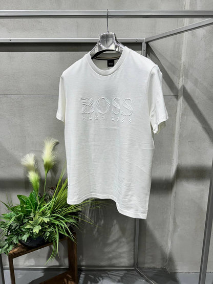 BOSS Rubber Logo White Tshirt For Men