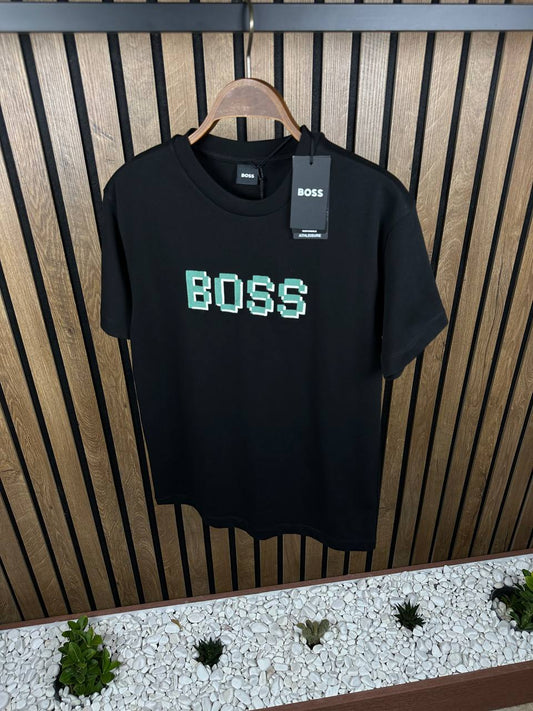 BOSS Embroidered Logo Black Slimfit Tshirt For Men