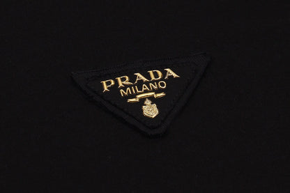 Prada Logo Patch Black Tshirt For Men