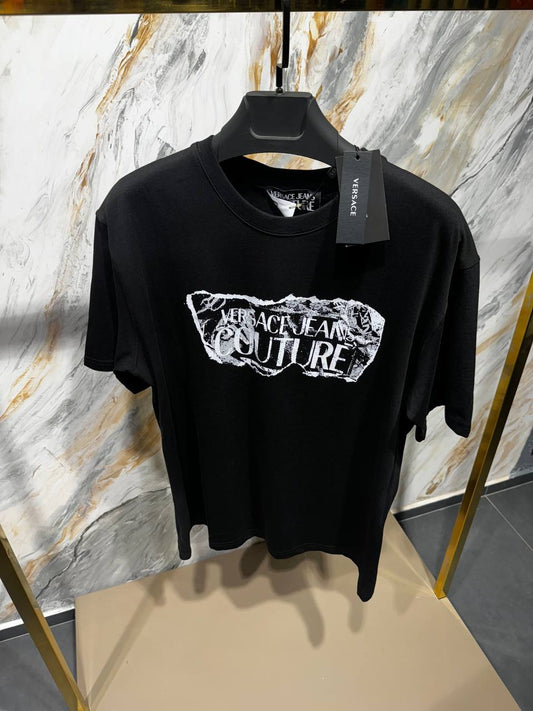Versace Jeans Couture Logo Printed Black Tshirt For Men