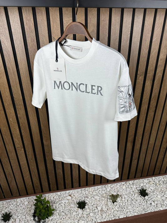 Moncler White With Shoulder Pocket Tshirt For Men