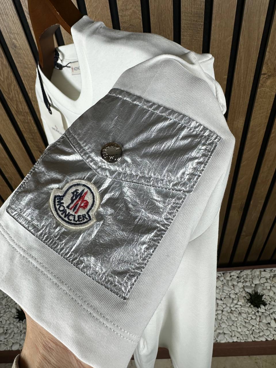 Moncler White With Shoulder Pocket Tshirt For Men