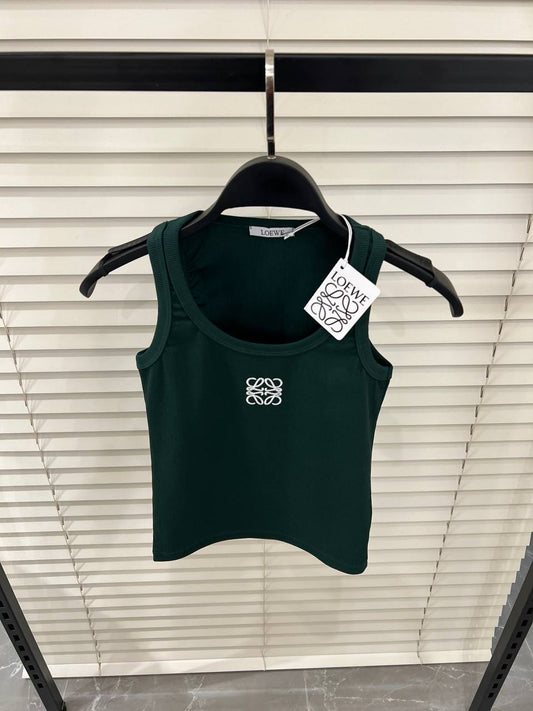 Embroidered Logo Dark Green Top For Women