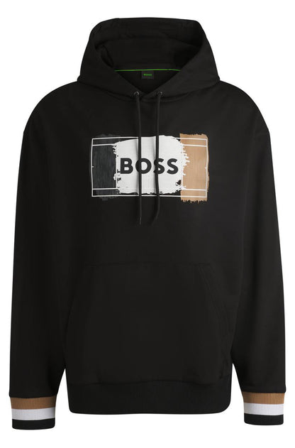 BOSS Printed Logo Black Hoodie For Men