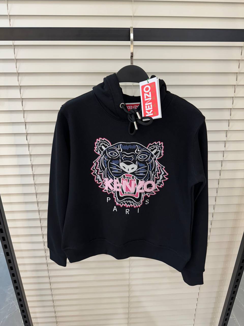 Kenzo Embroidered Logo Black Hoodie For Women