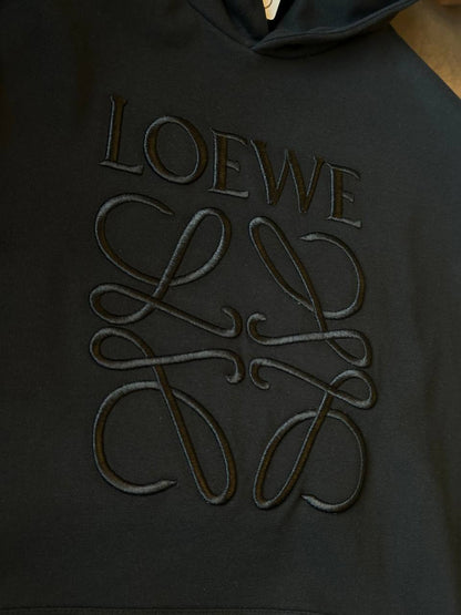 Loewe Embroidered Logo Black Hoodie For Men