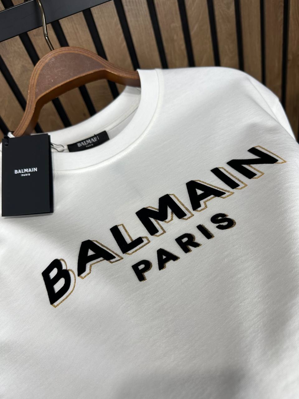 Balmain Chamois Logo White Tshirt For Men