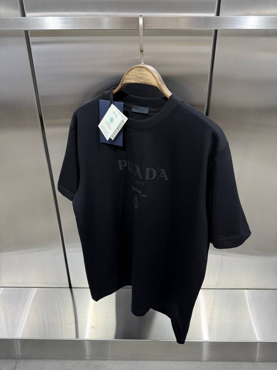 Prada Rubber Logo Relaxed Fit Tshirt For Men