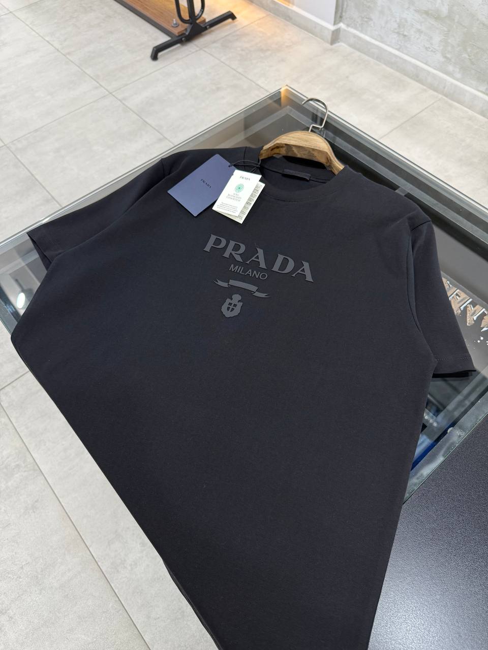 Prada Rubber Logo Relaxed Fit Tshirt For Men