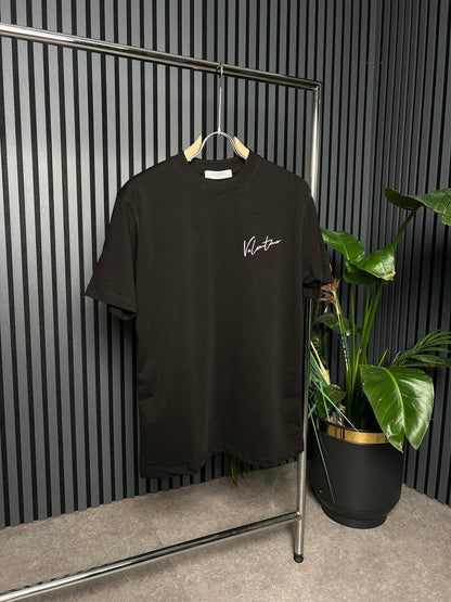 Valentino Embroidered Logo Black Tshirt For Men