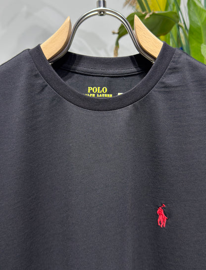 RL Embroidered Logo Black Tshirt For Men