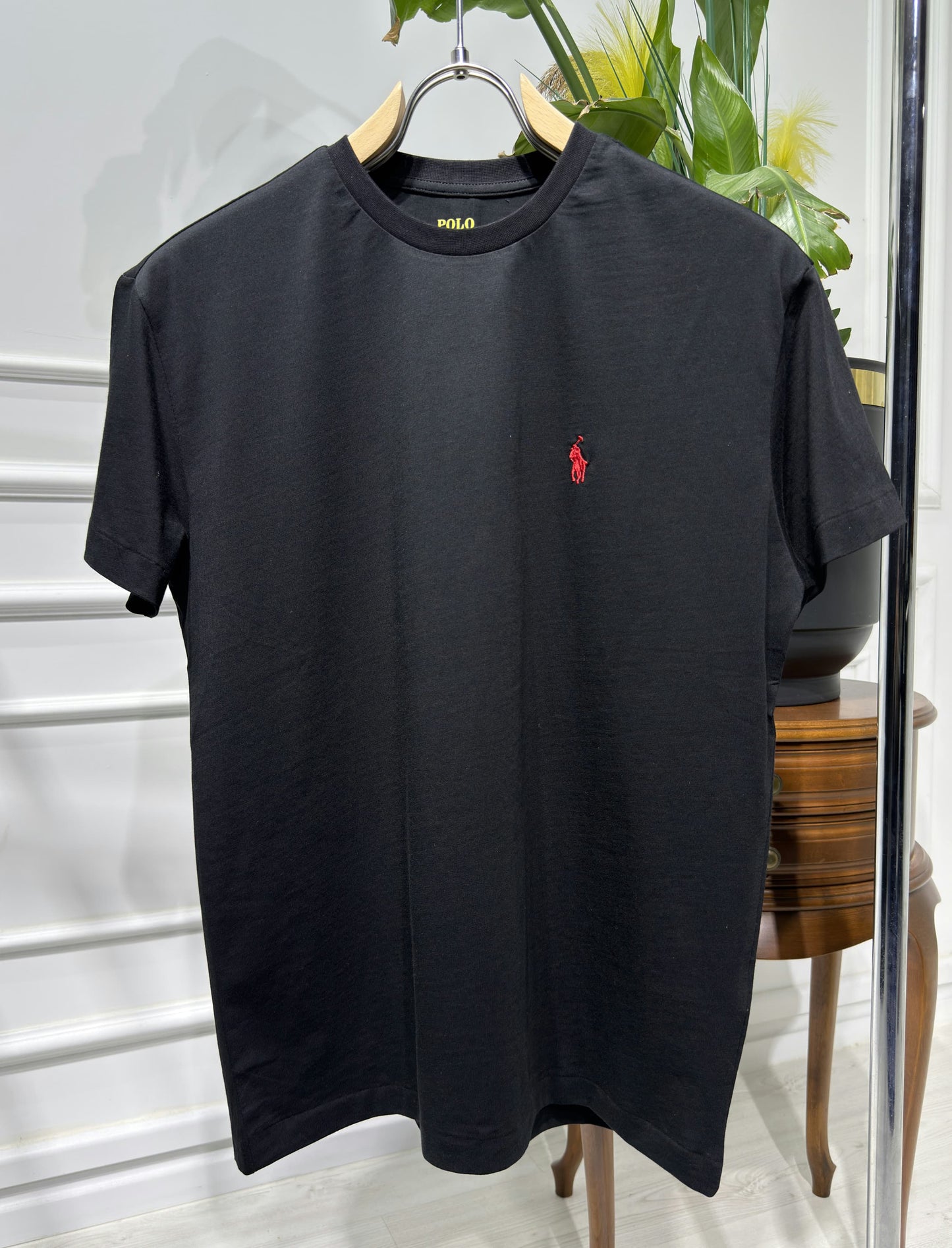RL Embroidered Logo Black Tshirt For Men
