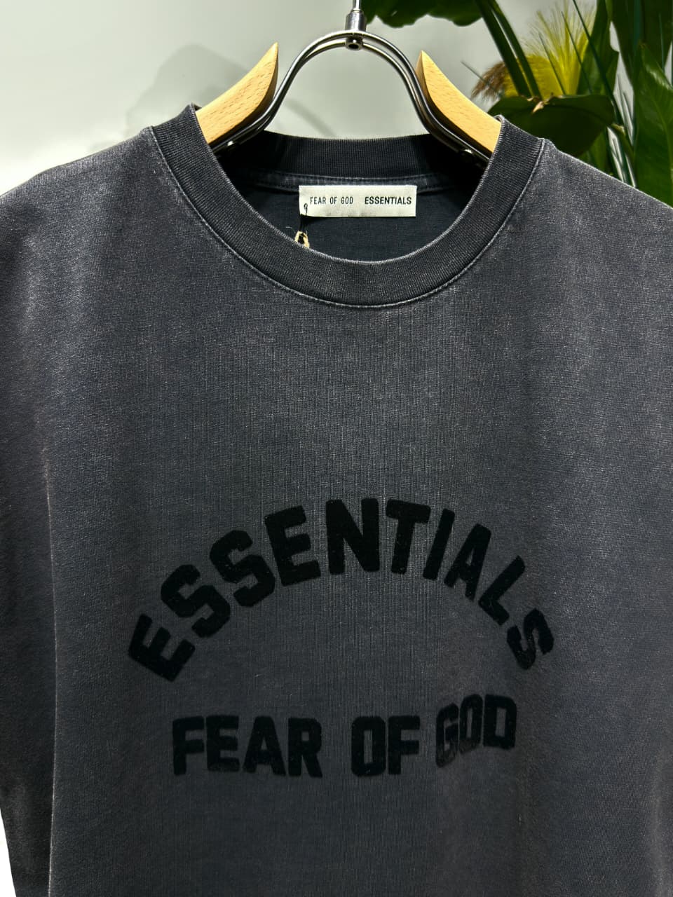 FOG Flocked Logo Washed Black Relaxed-fit Tshirt For Men