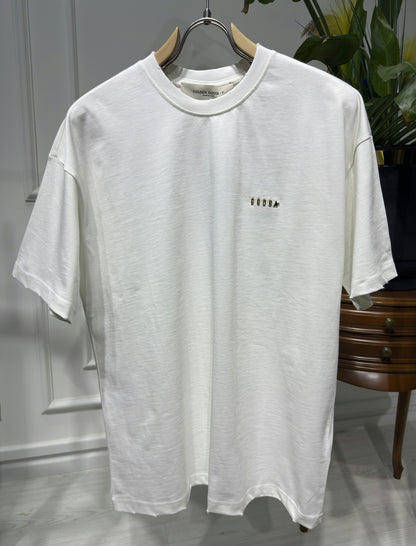 GGDB Gold Metal Logo White Tshirt For Men