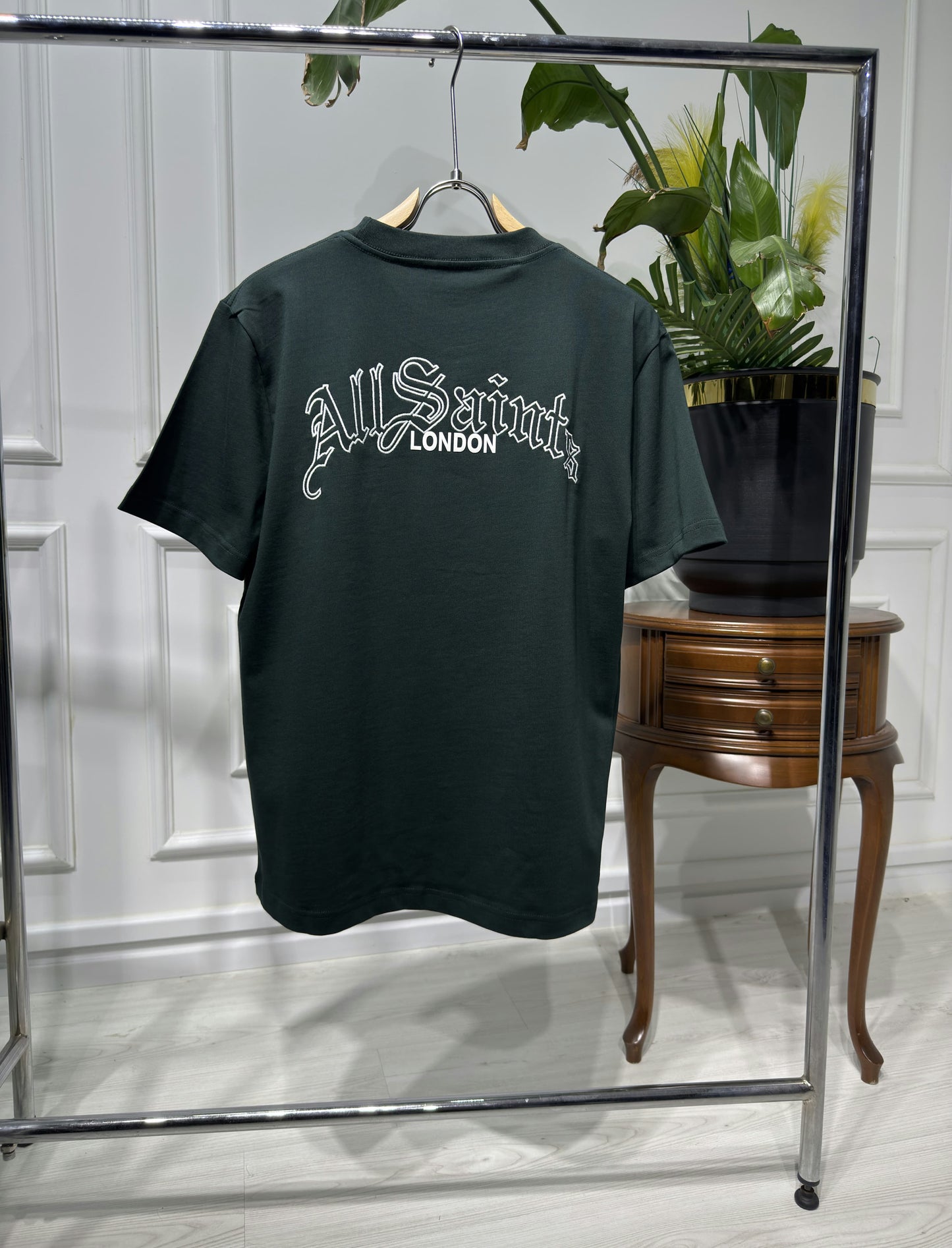 Embroidered Logo Dark Green Relaxed-fit Tshirt For Men
