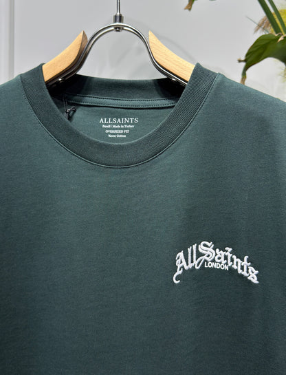 Embroidered Logo Dark Green Relaxed-fit Tshirt For Men