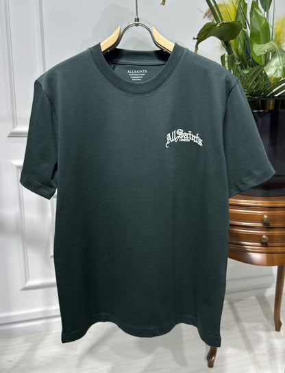 Embroidered Logo Dark Green Relaxed-fit Tshirt For Men