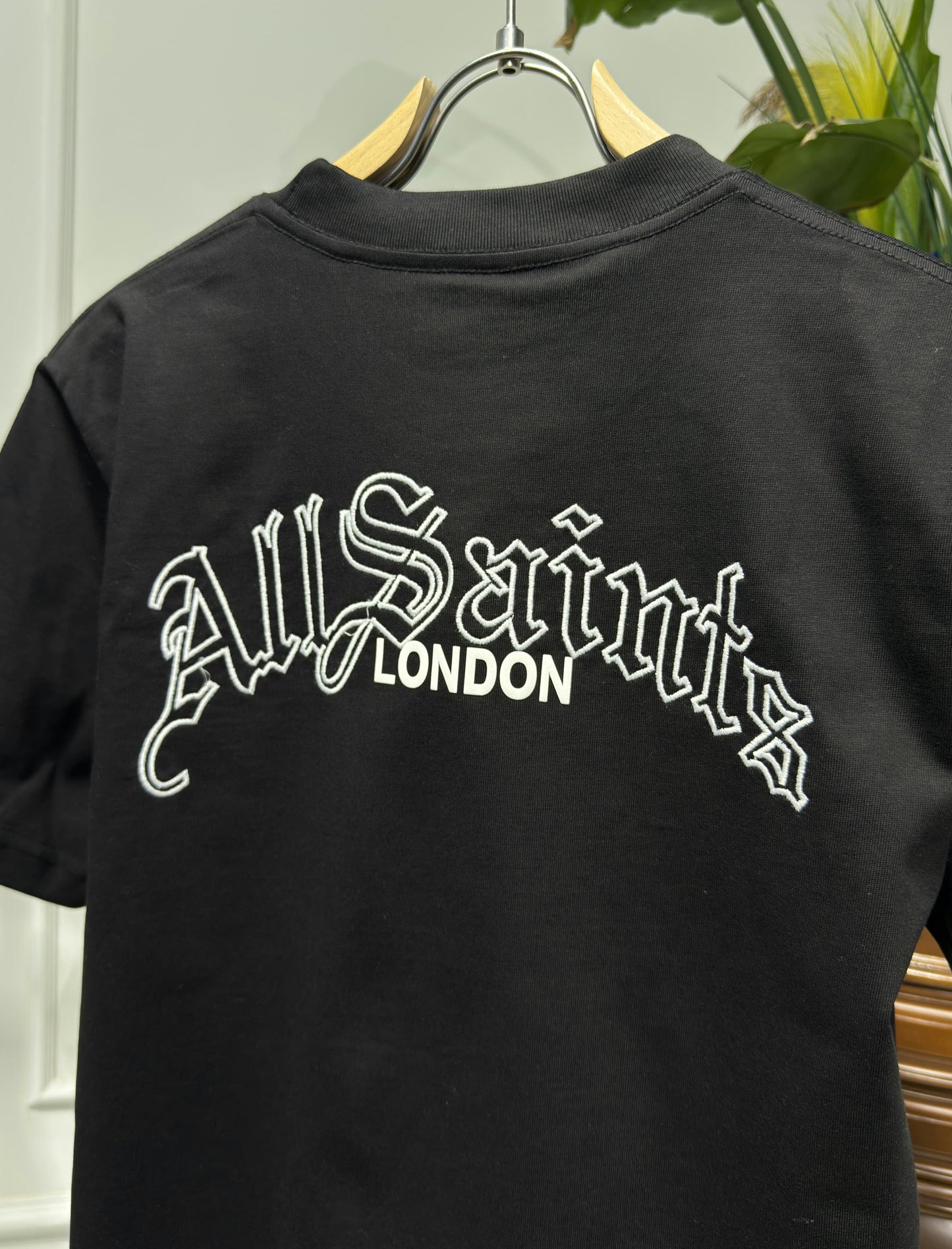 Embroidered Logo Black Relaxed-fit Tshirt For Men