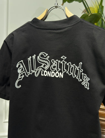 Embroidered Logo Black Relaxed-fit Tshirt For Men