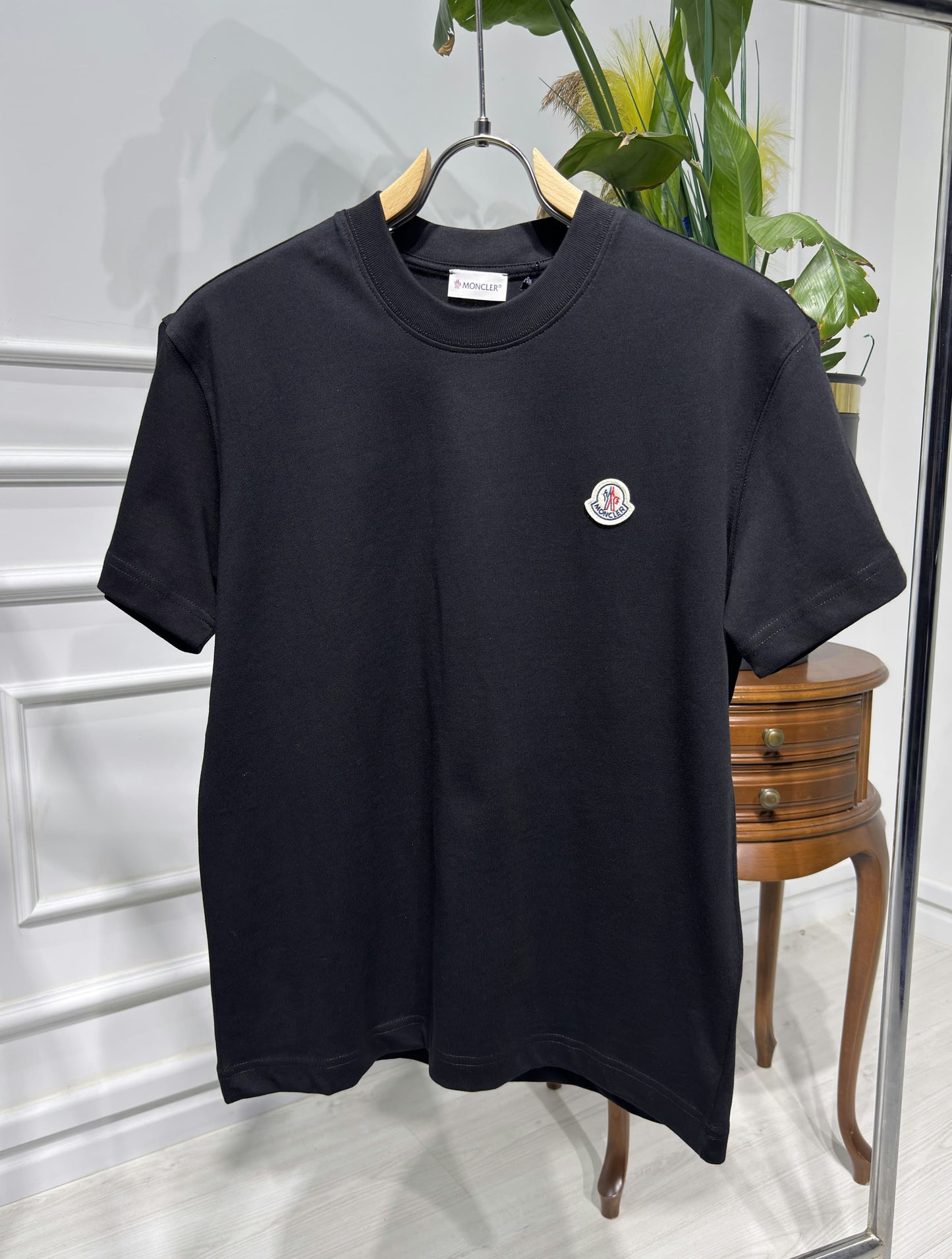 Embroidered Logo Black Tshirt For Men