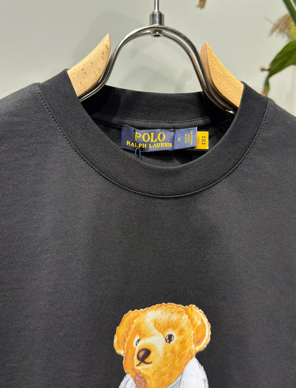 Polo Bear Printed Logo Black Tshirt For Men