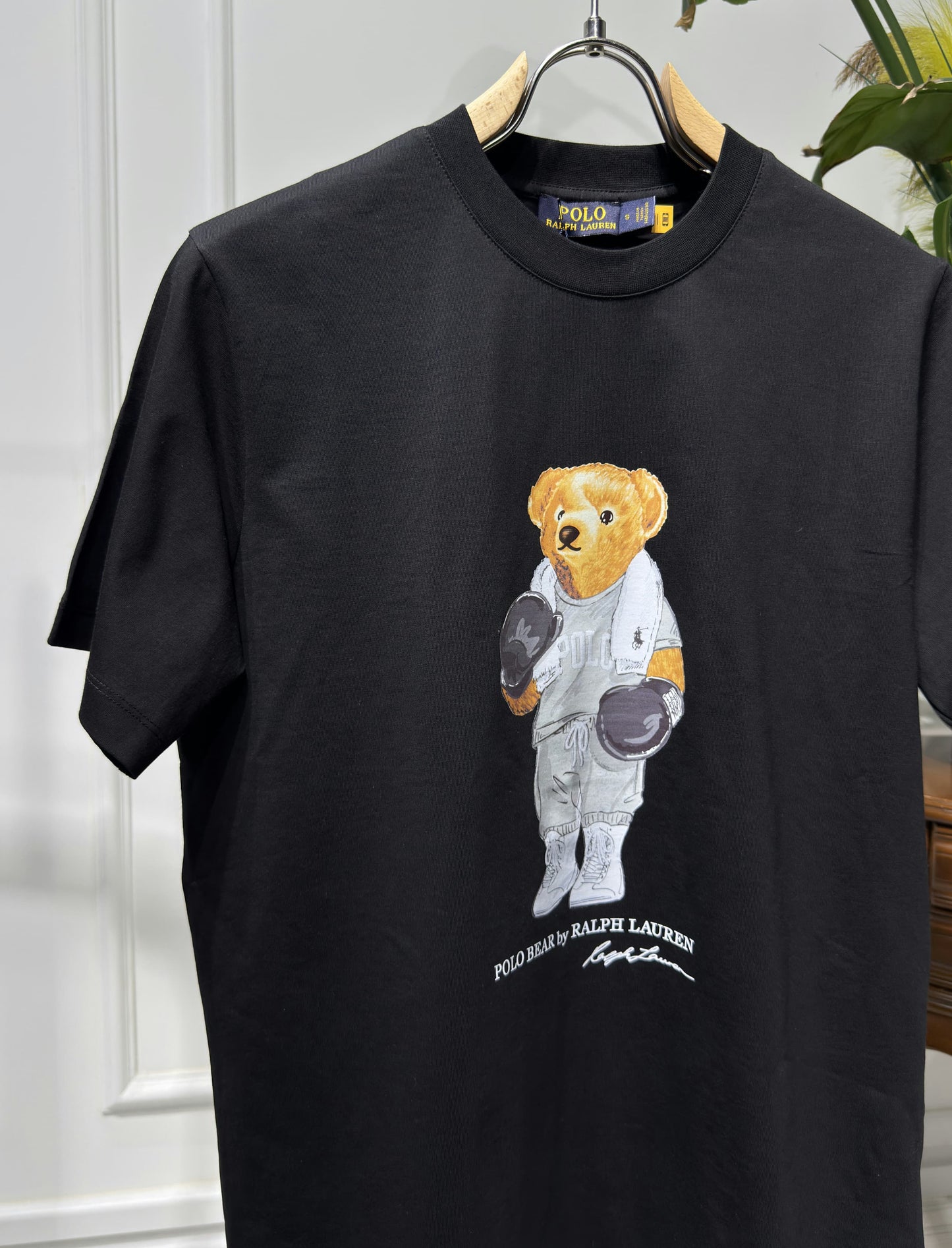 Polo Bear Printed Logo Black Tshirt For Men