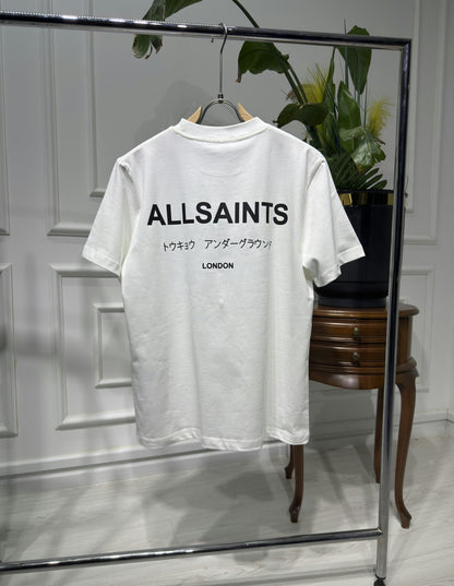 Allsaints Underground White Relaxed-fit Tshirt For Men