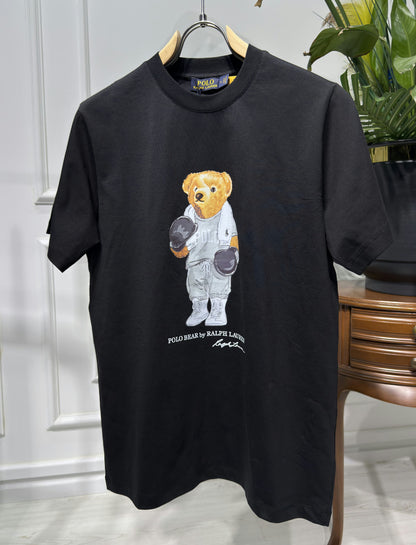 Polo Bear Printed Logo Black Tshirt For Men