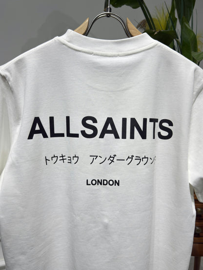 Allsaints Underground White Relaxed-fit Tshirt For Men