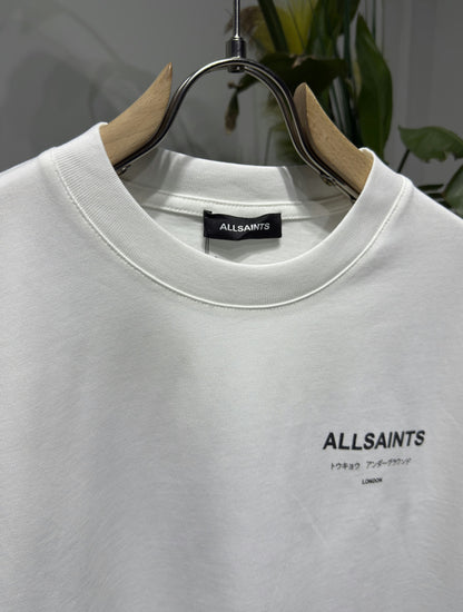 Allsaints Underground White Relaxed-fit Tshirt For Men