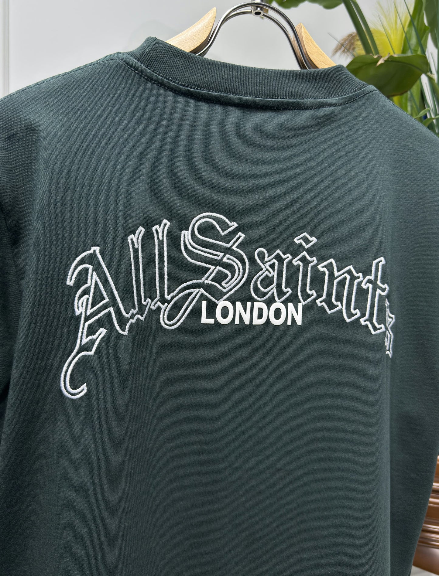 Embroidered Logo Dark Green Relaxed-fit Tshirt For Men