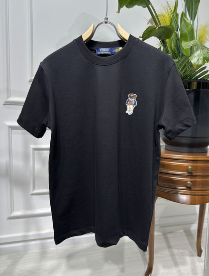 Polo Bear Embroidered Logo Black Tshirt For Men