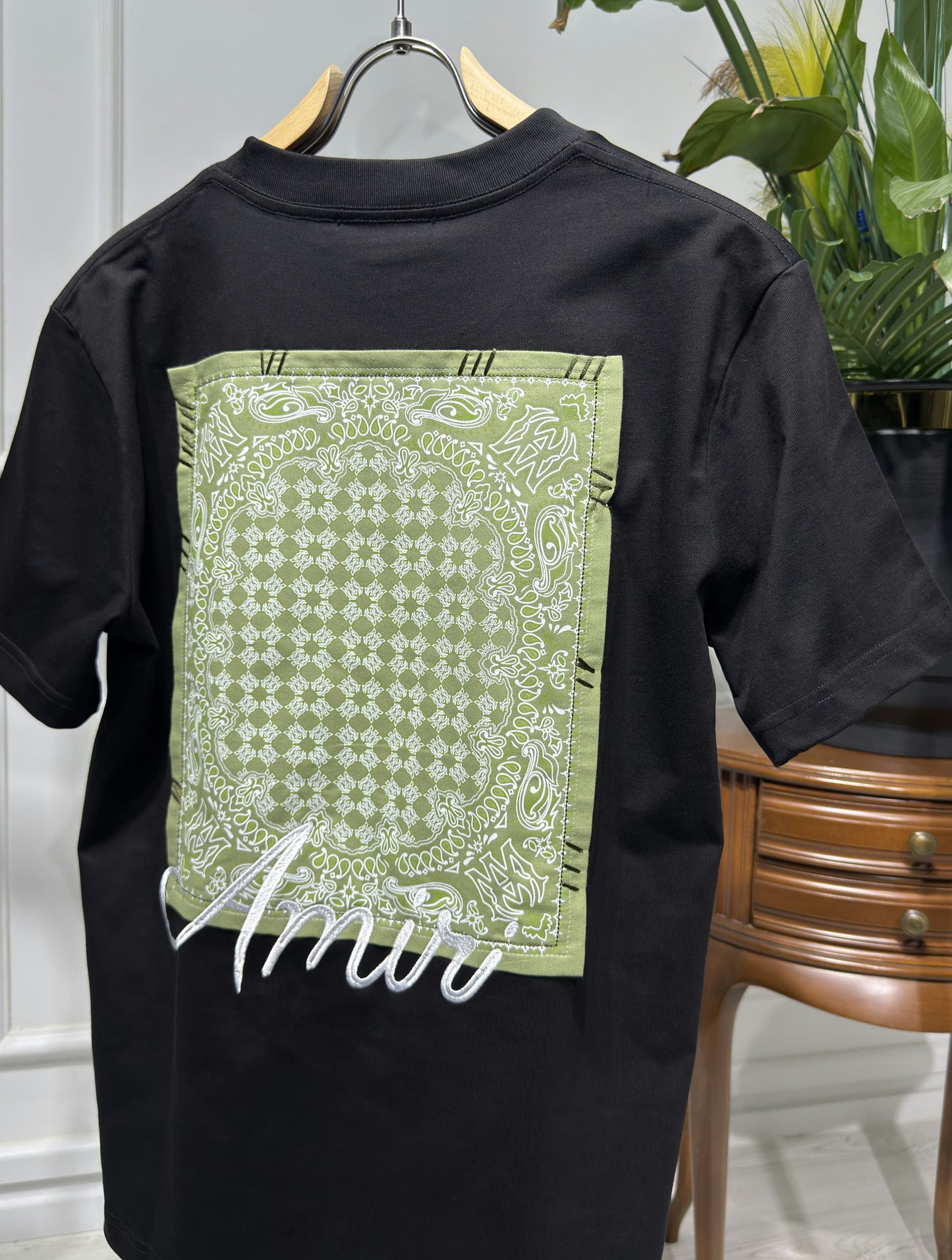 Amiri Bandana Embroidered Logo Relaxed Fit Tshirt For Men