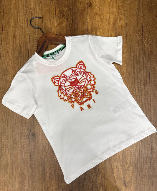 Embroidered Logo White Tshirt For Kids
