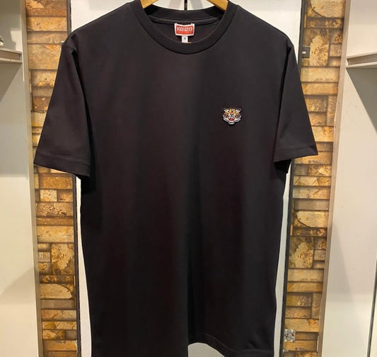 Lucky Tiger Embroidered Logo Black Tshirt For Men