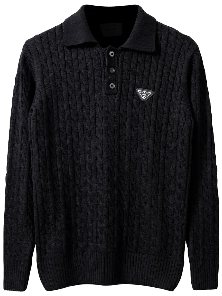 Prada Black Knitted Polo for Men