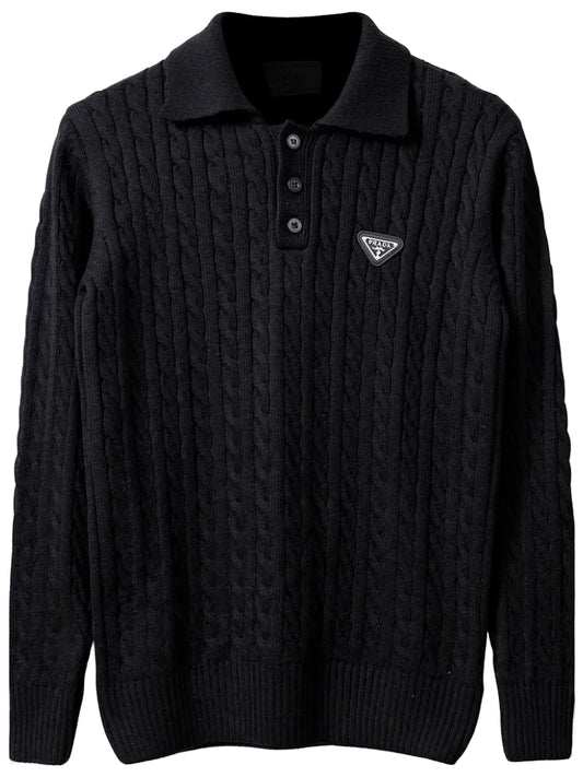 Prada Black Knitted Polo for Men