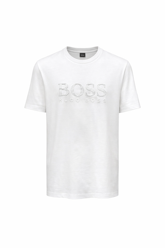 BOSS Rubber Logo White Tshirt For Men