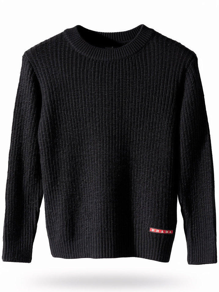 Black Wool Pullover for Men