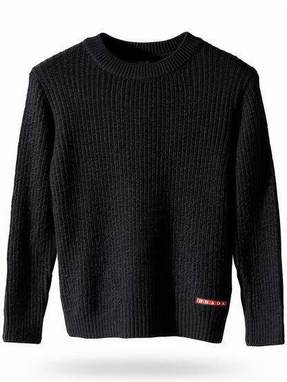 Black Wool Pullover for Men