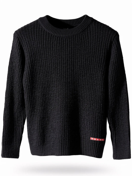Black Wool Pullover for Men