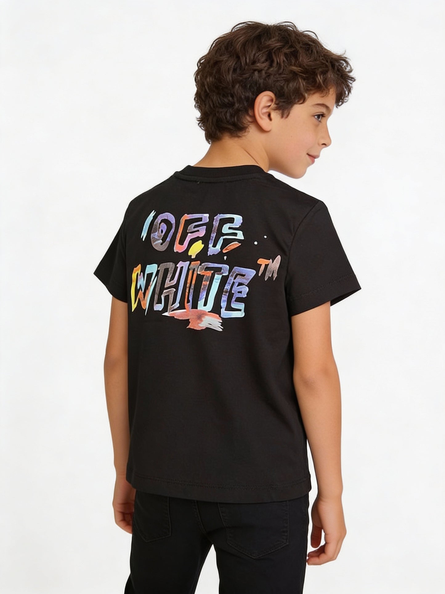 Offwhite Black Tshirt For Kids