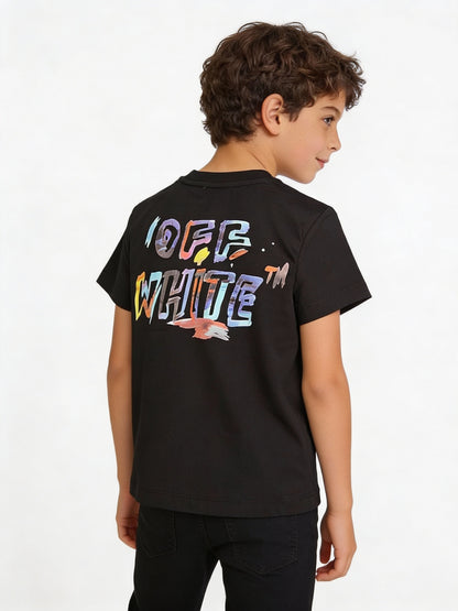 Offwhite Black Tshirt For Kids