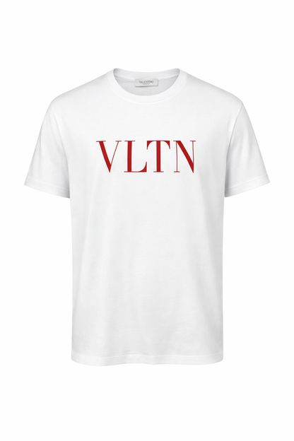 'VLTN' Printed Logo White Tshirt For Men