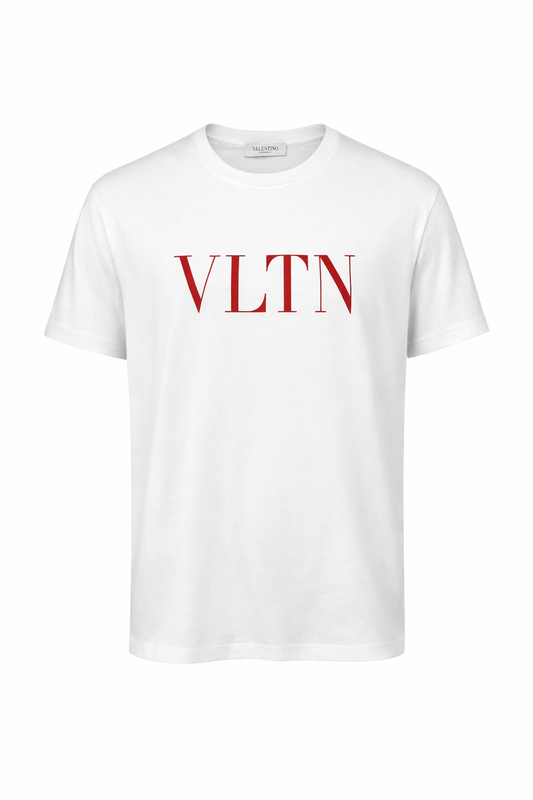 'VLTN' Printed Logo White Tshirt For Men