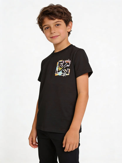 Offwhite Black Tshirt For Kids