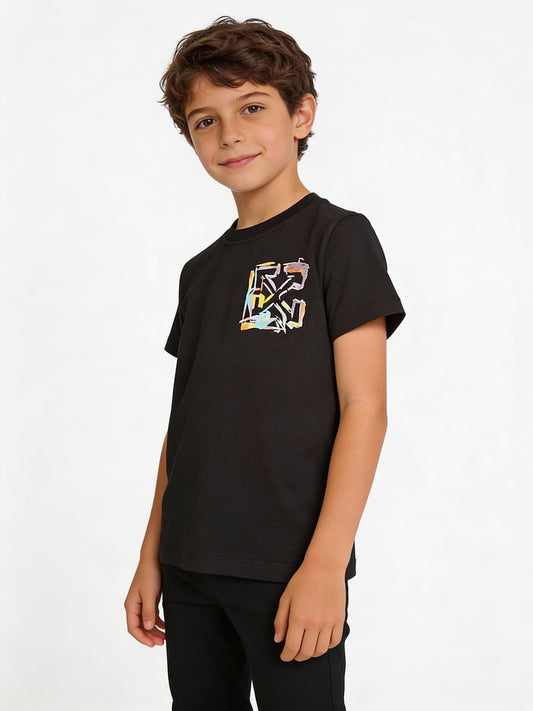 Offwhite Black Tshirt For Kids