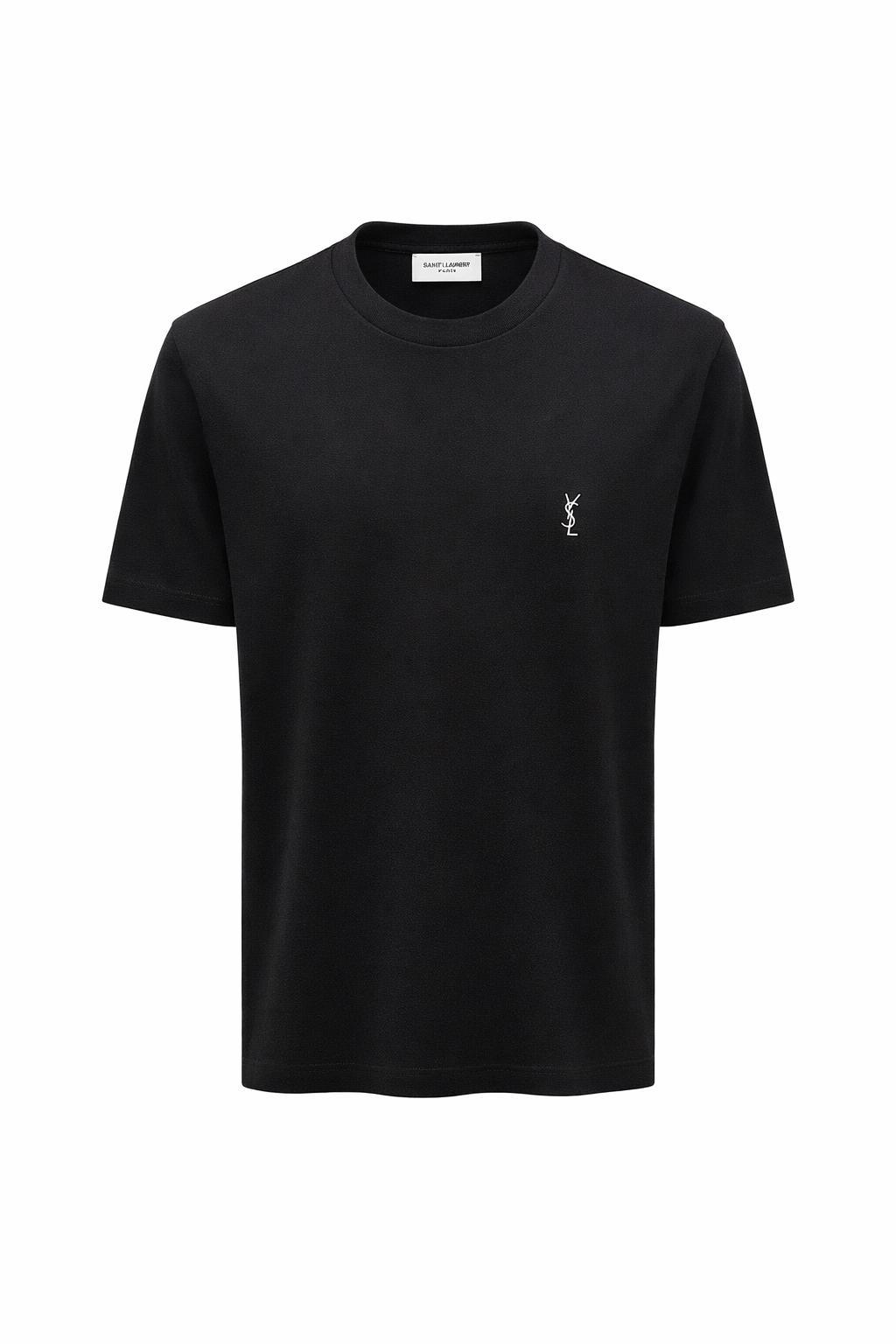 YSL Embroidered Logo Black Tshirt For Men
