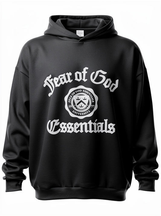 ' Fear Of God ' Black Oversized Hoodie For Men