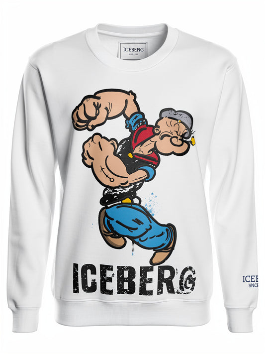 POPEYE Embroidered/Printed Logo White Sweatshirt For Men